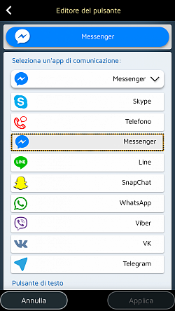 Crea pulsanti dedicati per WhatsApp, Messenger, Line, Skype, ...